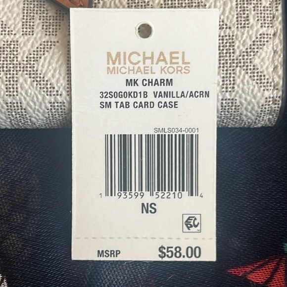 Brand New Michael Kors Vanilla Acorn Small Tab Card Case Holder Snap Close - Picture 13 of 15